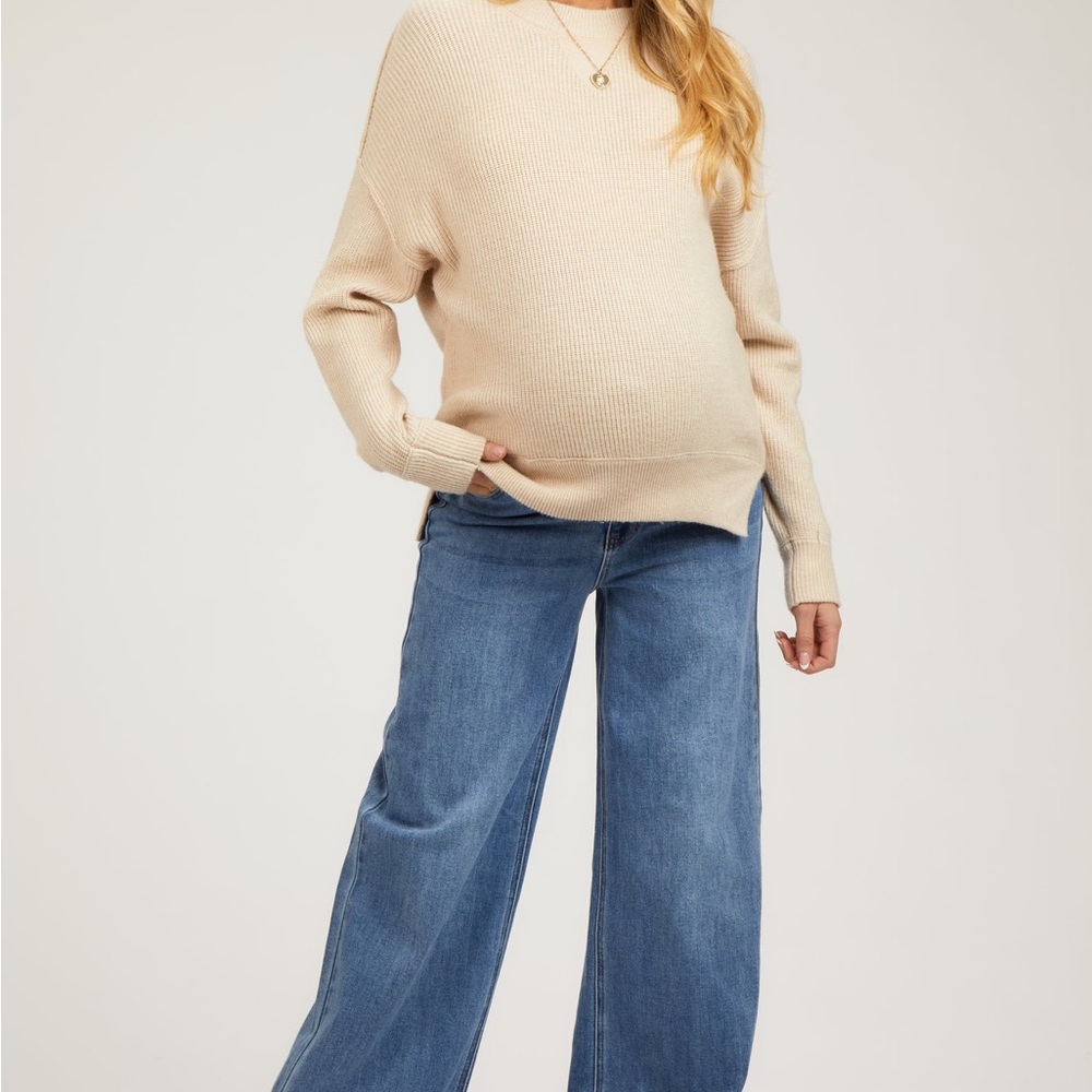 Pinkblush Blue Wide Leg Maternity Jeans